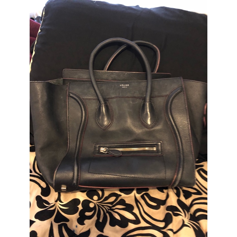 Authentic Celine Mini Luggage Tote Black/Red